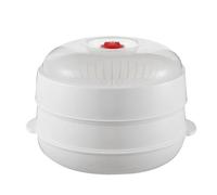 Microondas Vegetable Steamer Con miembro y bandeja | Vaporizador de alimentos para la cocina de microondas, utensilios de cocina para vegetales, pasta, patatas, albóndigas, maíz y carne, comidas