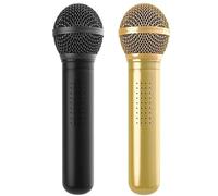 Microphone Shower Head with Handheld, Fun Vintage Microphone Shower Head, High Pressure Rain Shower Head with Metal Case, Universal Fit for Bathroom Use (Black-Gold 2pcs)