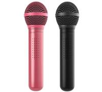 Microphone Shower Head with Handheld, Fun Vintage Microphone Shower Head, High Pressure Rain Shower Head with Metal Case, Universal Fit for Bathroom Use (Pink-Black 2cps)