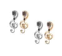 Microphone Steel Plate Stickers Women Ring Classic Headband Accessories European and American Fashion Charm Retro Brooch Music Decor Zinc Alloy