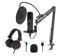 Microphone USB Condenser Microphone Professional Podcast with Studio Monitor Headphone 192kHz/24bit Mic for Computer YouTube PM401H Suitable for Anchor, Dubbing Studio, Recording, st (Color : Mic Wit