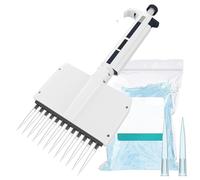 Micropipeta ajustable manual de 12 canales de 0,5 a 10 μl con cabezal giratorio de 360° y pantalla digital para muestreo de laboratorio