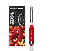 Microplane Specialty Serie Pelador, Acero Inoxidable 18/8, Plateado,Rojo