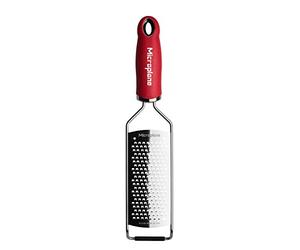 Microplane Rallador de Cocina Grueso para Queso, Zanahoria, Jengibre, Coco, nueces y rábano Picante en Rojo con Hoja de Acero Inoxidable - Fabricado en Estados Unidos