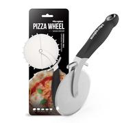 Microplane Rueda de Pizza Profesional XL de Acero Inoxidable | Mango Antideslizante + Protector-Lámina con Rizador | Cortador Pizza inox | Ideal para pizzas, quiches, repostería | Apto Lavavajillas