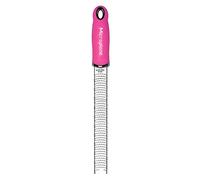 Microplane Zester - Rallador de cocina en color rosa neón para cítricos, queso duro, jengibre, chocolate y nuez moscada con hoja de acero inoxidable fina, fabricado en Estados Unidos