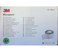 Micropore 1530-1 vendas adhesivas 1" x 9,1 m, blanco (paquete de 12)