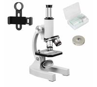Microscopio-200-4000X de aumento, microscopio educativo biológico para estudiantes y adultos, con clip para teléfono, muestra biológica y luz de relleno (blanco)