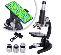 Microscopio, 200x-5000x Microscopios biológicos compuestos con diapositivas de microscopio, juego de 6 adaptadores de teléfono multiplicadores para adultos, estudiantes, regalos, microscopios