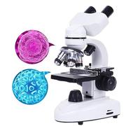 Microscopio Binocular Compuesto (100000X), Convertidor De 4 Orificios, Iluminación LED + Rotación De 360 Grados, 6 Filtros De Color, para Educación Científica Escolar.,White