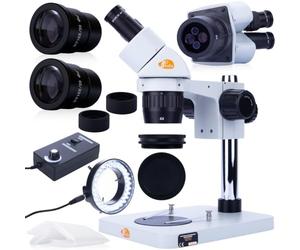 Microscopio binocular estereoscópico Ganimedes S MSGS-B-PS1 - Óptica de alta calidad, zoom 20-40x ampliable hasta 80x, ergonómico, giratorio 360°, iluminación LED