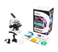 Microscopio Biológico De Metal Portátil Discovery Atto Polar con Aumento De hasta 1000x y Vistoso Libro En Inglés En El Kit, Blanco