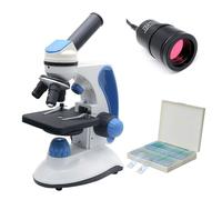 Microscopio Biológico, Digital LED 40x-2000x 2.0MP Cámara USB 100 PCS preparado Diapositivas(Type 3)