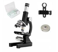 Microscopio Biológico Educativo - Aumento 200 a 4000X con Clip para Teléfono y Especímenes(Black)