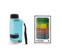 Microscopio de Bolsillo 60-120X con 12 Muestras y Luz LED. Kit de Microscopio Portátil para Actividades Educativas Al Aire Libre, Color Azul.