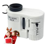 Microscopio de Bolsillo para - Magnífico portátil portátil 60X con Enfoque Ajustable, iluminación LED alimentada por batería, Mini Science Durable para exploración al Aire | de j