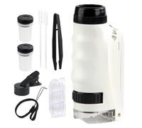 microscopio de bolsillo para niños | Aumento 250X con iluminación integrada, microscopio portátil para observación exterior, plantas, insectos, hojas, guijarros y descubrimientos naturales