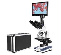 Microscopio de Laboratorio biológico trinocular Digital HD Profesional 5 MP con USB LED + Ocular electrónico + LCD 9 Pulgadas,Enfoque preciso
