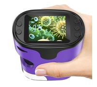 Microscopio de Mano 1000X para niños, 4K, Pantalla de 2 Pulgadas, Recargable, Mini microscopios Digitales de Bolsillo con Kit de Diapositivas, Regalo Edu portátil, para niños y Estudiantes