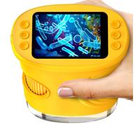 Microscopio de Mano 200X para niños, Pantalla de 2", Recargable, 8 Luces LED Ajustables, Mini microscopios Digitales de Bolsillo, Regalo Educativo para 4 a 12 Años - Naranja
