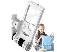 Microscopio de mano - Microscopio de mano con luz, microscopio de mano con zoom de 10x-80x, iluminado de mano, microscopio portátil iluminado por LED para leer durante más de 6 años