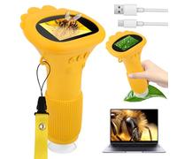 Microscopio de mano para niños, 1000x Zoom Mini Microscopio Cámara para Niños, Microscopio Digital 2.0" Pantalla IPS USB Microscope LED Lights - Conexión a PC, Mini Microscopio Exterior a partir de 3