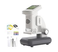 Microscopio de mano para niños, modo de observación doble, pantalla LCD integrada, tarjeta de memoria para aprendizaje de ciencias, microscopio digital de luz ajustable
