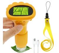 Microscopio de teléfono móvil para niños, 1000 x microscopio digital para niños, pantalla IPS de 2,0 pulgadas, luces LED ajustables de 3 niveles, microscopio de bolsillo, puede almacenar 400 fotos