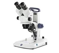 Microscopio de Zoom estéreo trinocular Stereoblue, Objetivo de Zoom 0.7X a 4.5X, Aumento de 7X a 45x, Soporte ergonómico con iluminación LED incidente y transmitida, Globe Scientific | Euromex