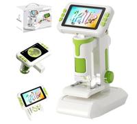 Microscopio Digital 1600X con Pantalla de 4.0 Pulgadas | Zoom ajustable, LED triple, foto/video, manual, sobremesa y portátil. Kit completo.(Verde)