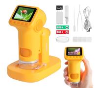 Microscopio digital 1600X para niños, 2 en 1, con pantalla HD de 2,0 pulgadas, incluye tarjeta SD de 32 GB para fotos y vídeos, regalo a partir de 8 años