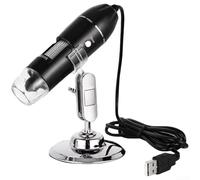 Microscopio digital 50X-1600X USB Lupa para Android para iPhone PC - Grabadora de video de alto zoom para análisis de piel y cabello, comprobación industrial, negro, 12 cm