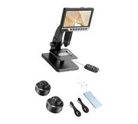 Microscopio digital de pantalla recargable integrado de 7 pulgadas para análisis celular, inspección de placa de circuito e investigación científica, microscopio digital de brillo ajustable para placa