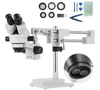 Microscopio digital estéreo trinocular SucceBuy 3.5X-90X 360 ° Cámara de soporte simulfocal giratorio Connect Lab Instrumentos ópticos Adjustable dual arm