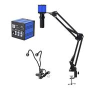 Microscopio Digital FHD de 51MP, 1080P, 150X, Lente de Montaje en C, USB, microscopio Industrial electrónico, cámara for Soldadura de reparación de teléfonos Claro y Suave(Head Light Full Kit)