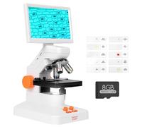 Microscopio Digital HDMI, MatataStudio MT3-2 1600x Microscopios LCD USB de 7'' 1080p HD Microscopios de Luz Transmitida y Reflejada, Kit de Microscopio Biológico con 3 Lentes, 10 Diapositivas, 8G SD