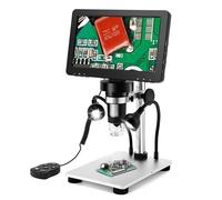 Microscopio Digital LCD de 7 Pulgadas, microscopio HD USB con Control Remoto con Cable, microscopio de Mano con Aumento de 1200X y grabadora de vídeo