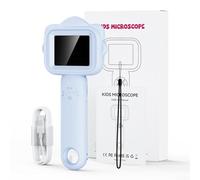 Microscopio digital para niños con cámara de 2MP y aumento de 500X, diseño de mano para educación científica portátil y aprendizaje (azul)