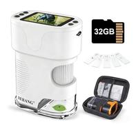 Microscopio digital para niños con pantalla 4K HD, hasta 1000 aumentos, incluye diapositivas preparadas y tarjeta de 32 GB, batería recargable, juguete científico STEM, regalo para niños y niñas de 6