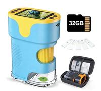 Microscopio digital para niños con pantalla 4K HD, hasta 1000 aumentos, incluye diapositivas preparadas y tarjeta de 32 GB, batería recargable, juguete científico STEM, regalo para niños y niñas de 6