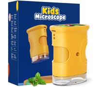 Microscopio Digital para niños, Temodu Pantalla IPS de 2.0'', 1000X Mini Microscopio Exterior Electrónico Recargables, con 8 Luces LED, Regalo para Cumpleaños Cumpleaños/Navidad/Año Nuevo (382-Yellow)