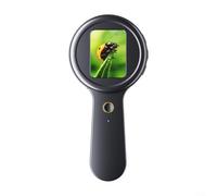 Microscopio digital portátil con enfoque automático, microscopios digitales de mano con pantalla IPS de 2 pulgadas, aumento de 5-200X, luz LED de 16, batería recargable de 500 mAh (negro)