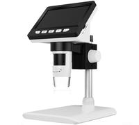 Microscopio digital portátil con zoom de 1000x, pantalla IPS de 4.3 pulgadas para trabajos de soldadura de clasificación de monedas, kit de diapositivas biológicas, blanco (C)