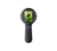 Microscopio Digital Portátil con Zoom de 200x, Lupa Electrónica Antivibración con 16 LED, Pantalla IPS de 2 Pulgadas, Color Negro
