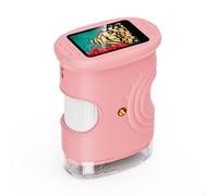 Microscopio digital recargable con aumento de 1000X y resolución 4K, pantalla IPS de 2 pulgadas, iluminación ajustable de 8 LED, enfoque manual y puerto de carga tipo C para aprendizaje (rosa)