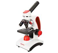 Microscopio Educativo de Metal portátil para Principiantes y niños Discovery Terra Gravedad con Libro de Colores en Polaco, Rojo