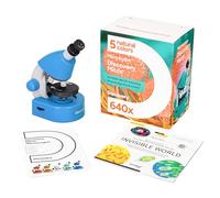 Microscopio Educativo Discovery Micro Gravity para Niños y Principiantes con Vistoso Libro En Italiano En El Kit, Azul