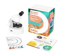 Microscopio Educativo Discovery Micro Polar para Niños y Principiantes con Vistoso Libro En Español En El Kit, Blanco