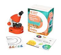 Microscopio Educativo Discovery Micro Terra para Niños y Principiantes con Vistoso Libro En Español En El Kit, Rojo