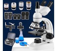 Microscopio electrónico de Laboratorio Profesional HD 5000X con Objetivo 4X,10X,40X,100X/bolsa de Almacenamiento/Soporte para teléfono móvil, para Laboratorio Escolar, educación en el hogar